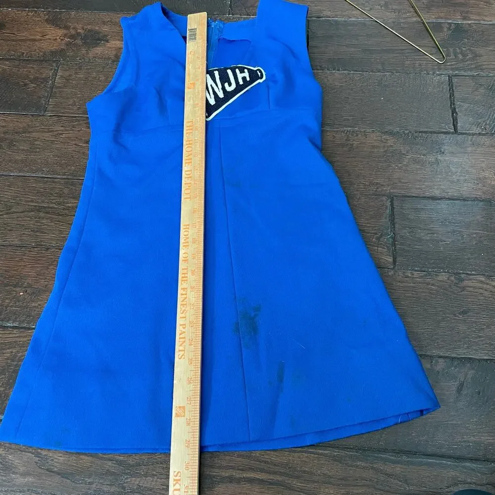Vintage Cheerleader Uniform Chenille Megaphone Patch Blue Handmade READ DSCRPT